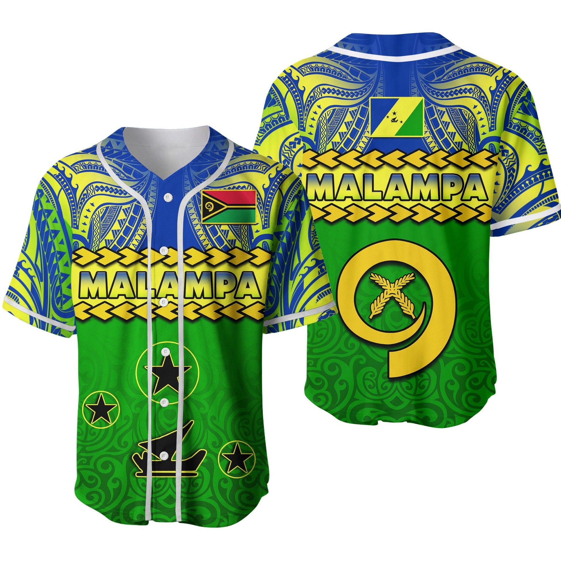 Malampa Province Baseball Jersey Vanuatu Pig Tusk Polynesian Flag Style Ver.02