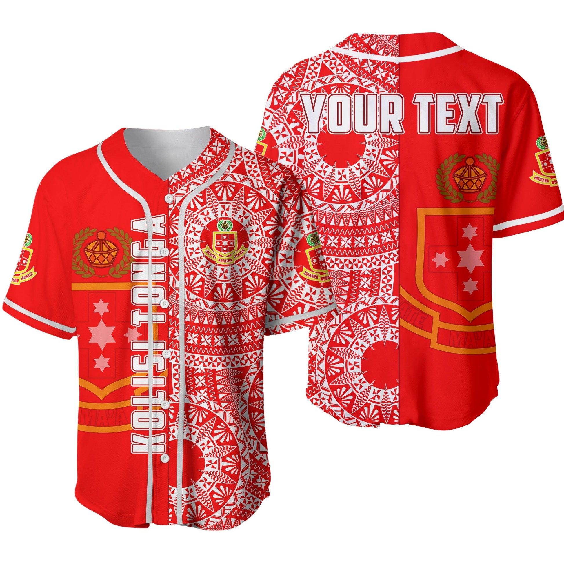 (Custom Personalised) Kolisi Tonga High School Baseball Jersey Tongan Ngatu Pattern Ver.02
