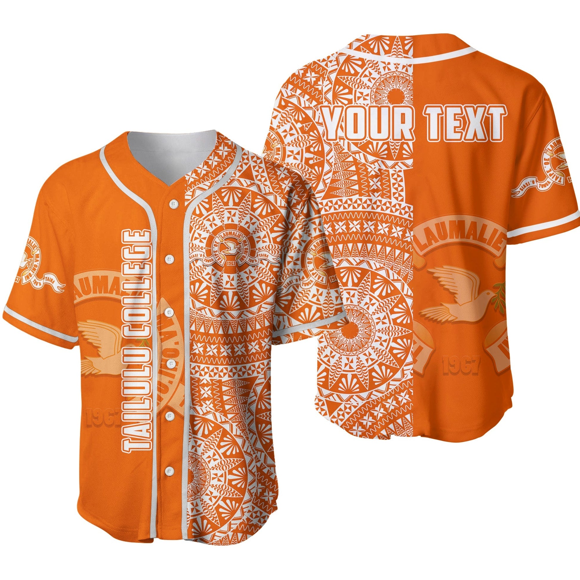 (Custom Personalised) Tailulu Tonga College Baseball Jersey Tongan Ngatu Pattern Ver.02