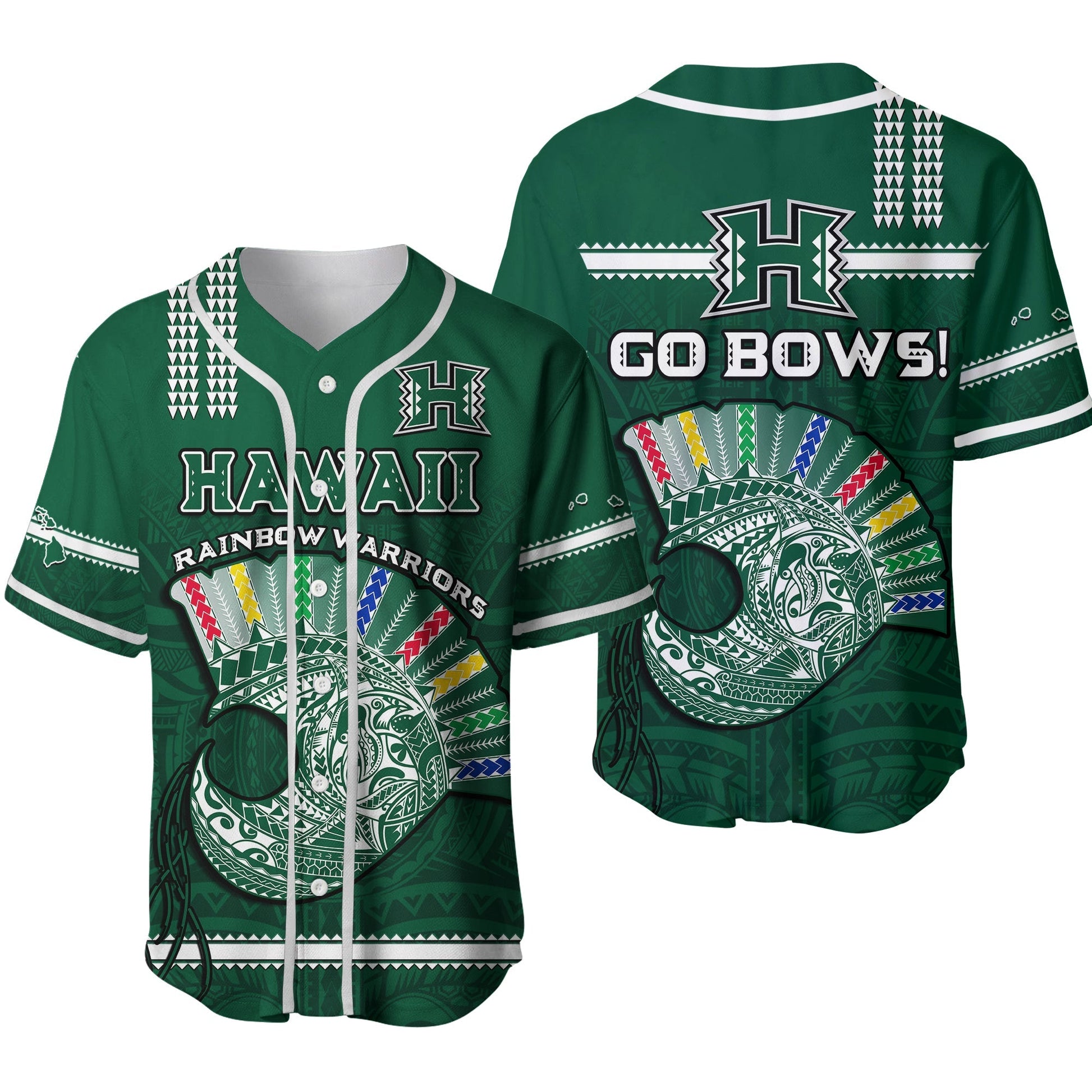 Hawaii Football Baseball Jersey Kakau Rainbow Warriors Helmet Go Bows Ver.02