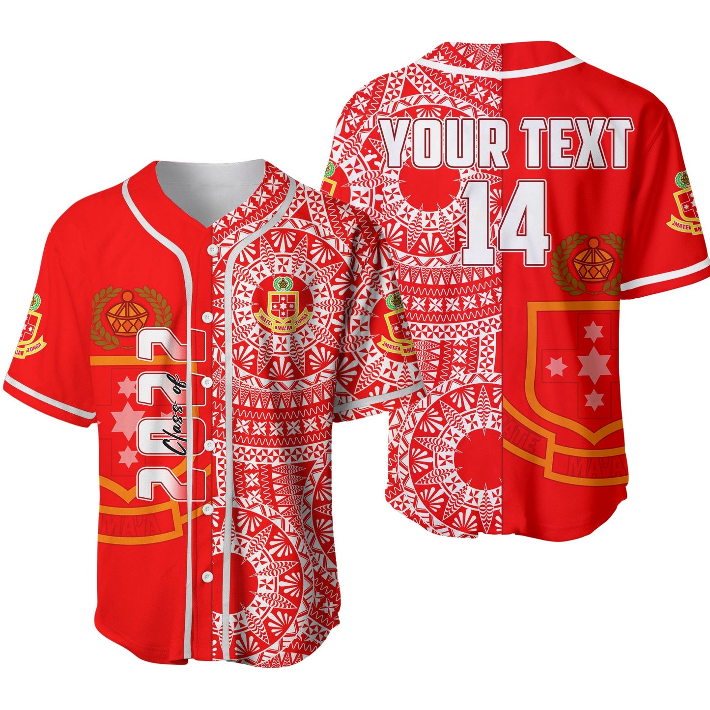 (Custom Text And Number) Kolisi Tonga High School Baseball Jersey Class Of Year Tongan Ngatu Pattern Ver.02