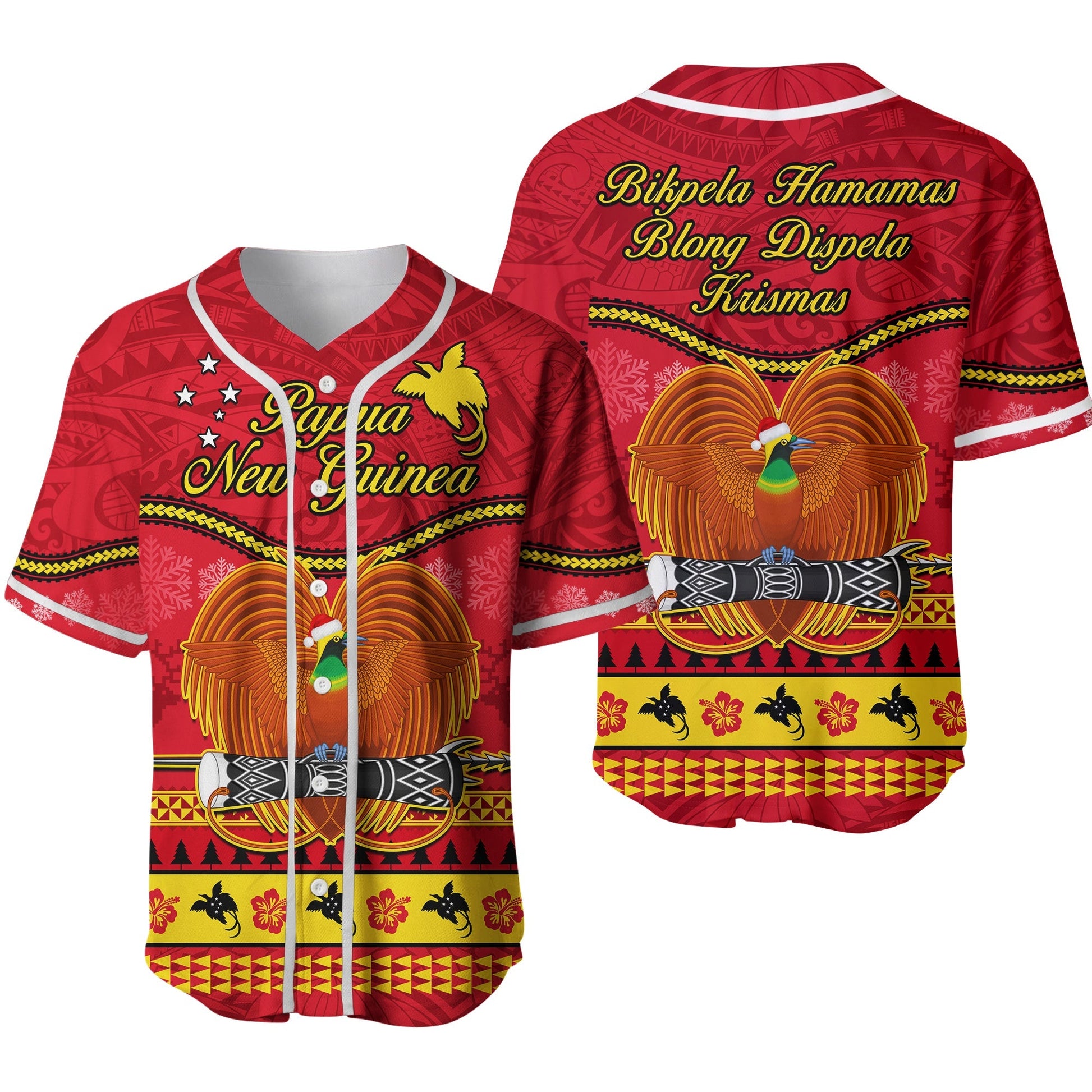 Papua New Guinea Christmas Baseball Jersey Bird Of Paradise Bikpela Hamamas Blong Dispela Krismas Ver.02