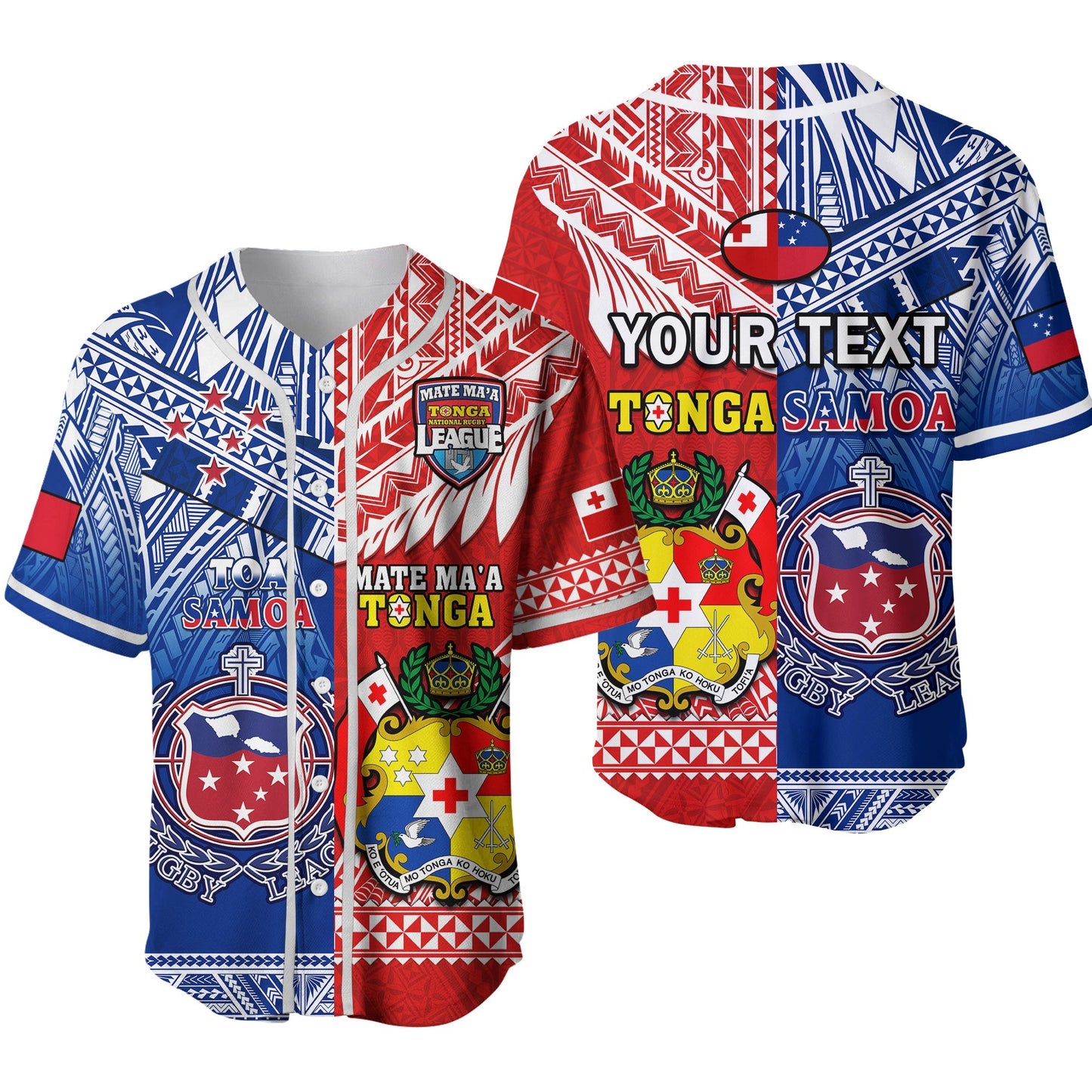 (Custom Personalised) Mate Maa Tonga And Toa Samoa Rugby Baseball Jersey Polynesian Pattern Ver.01