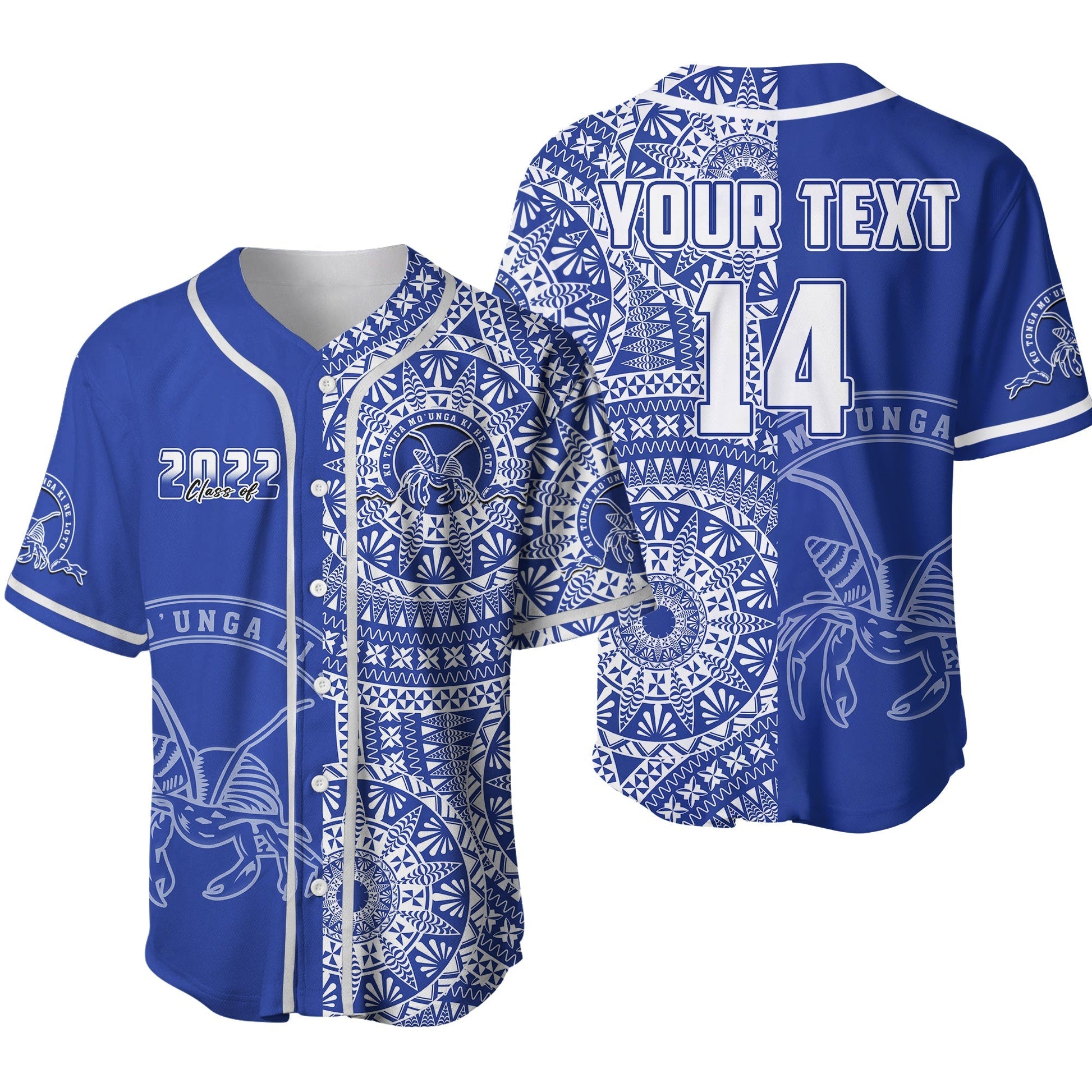 (Custom Text And Number) Tupou Tonga College Baseball Jersey Class Of Year Tongan Ngatu Pattern Ver.02