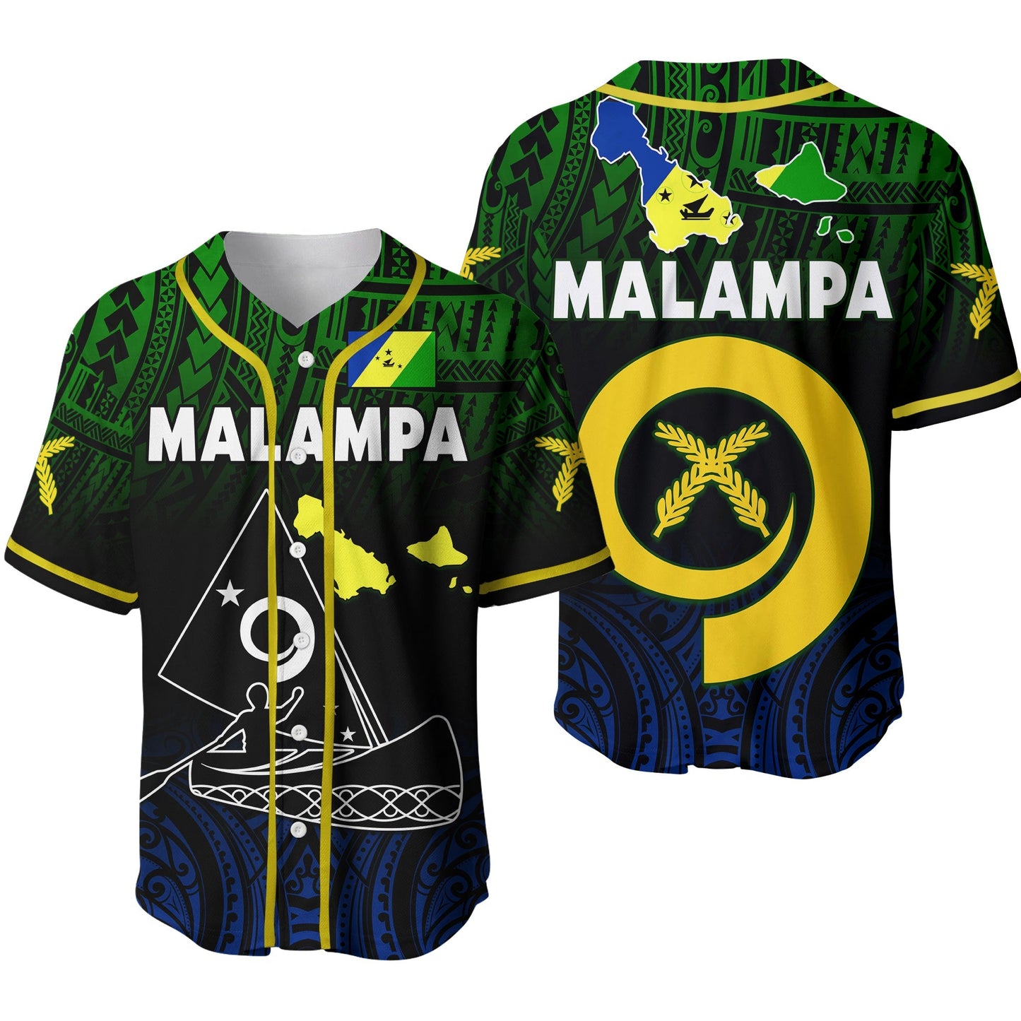 Malampa Province Baseball Jersey Native Canoe Mix Vanuatu Pig Tusk Black Version 2