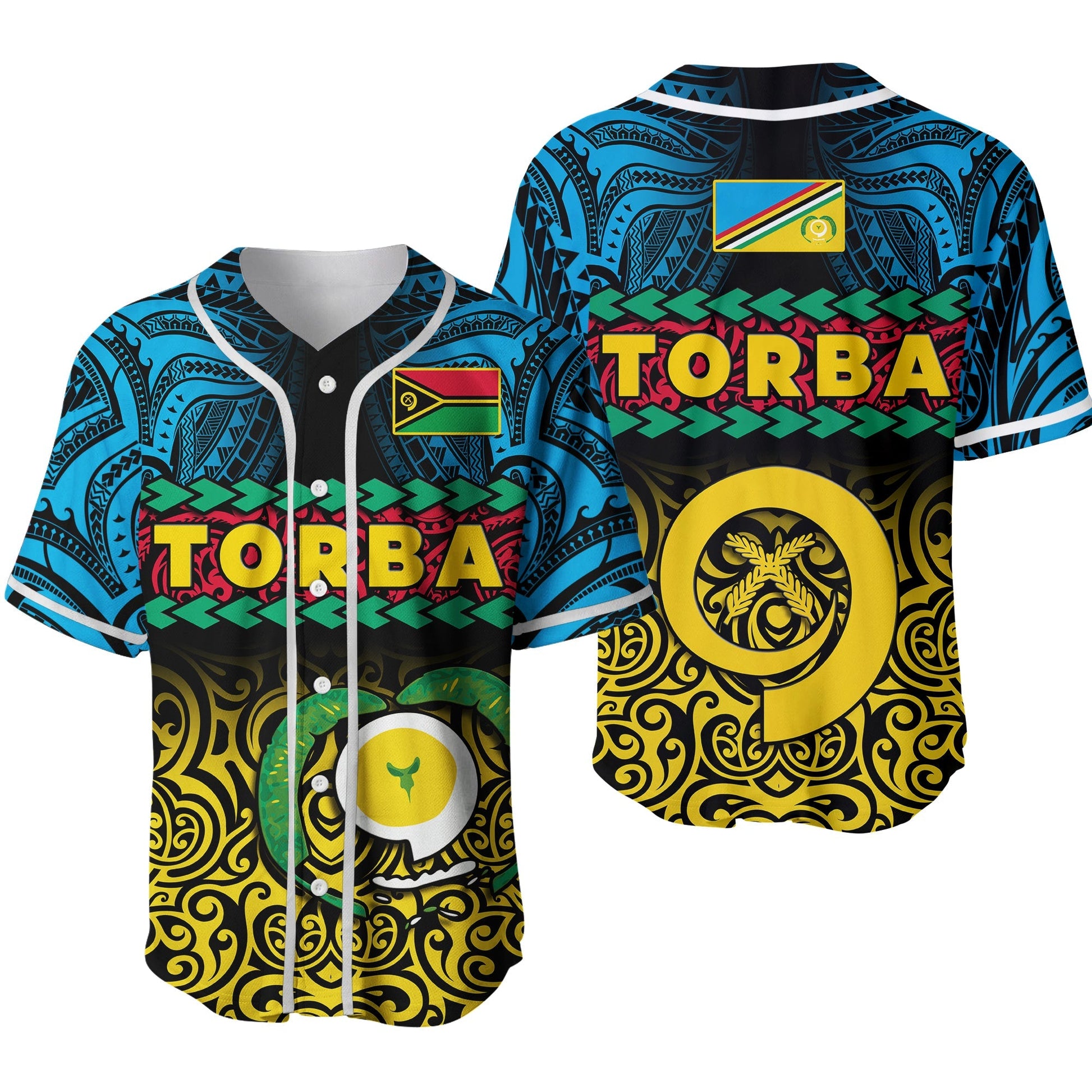Torba Province Baseball Jersey Vanuatu Pig Tusk Polynesian Flag Style Ver.02