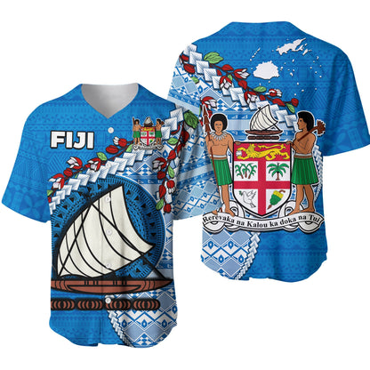 Fiji Baseball Jersey Fijian Drua Mix Tagimaucia Flower Blue Style