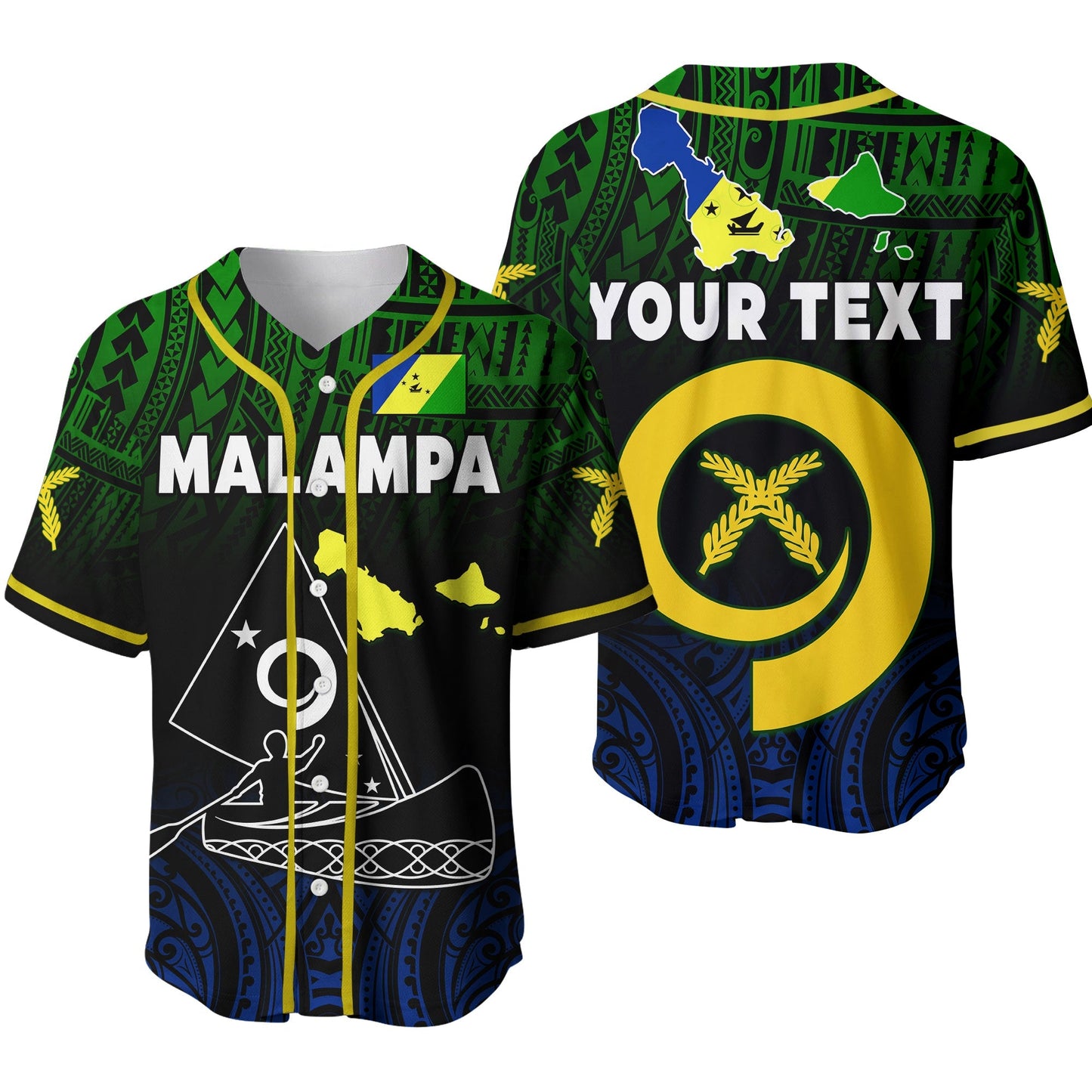 (Custom Personalised) Malampa Province Baseball Jersey Native Canoe Mix Vanuatu Pig Tusk Black Version 2