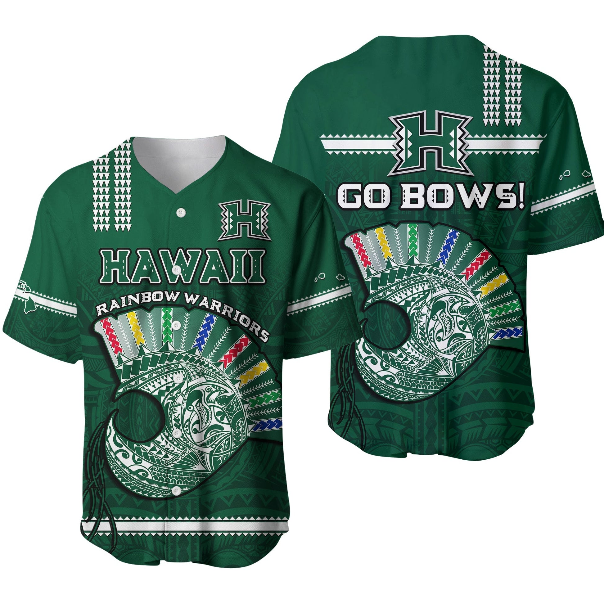 Hawaii Football Baseball Jersey Kakau Rainbow Warriors Helmet Go Bows Ver.01