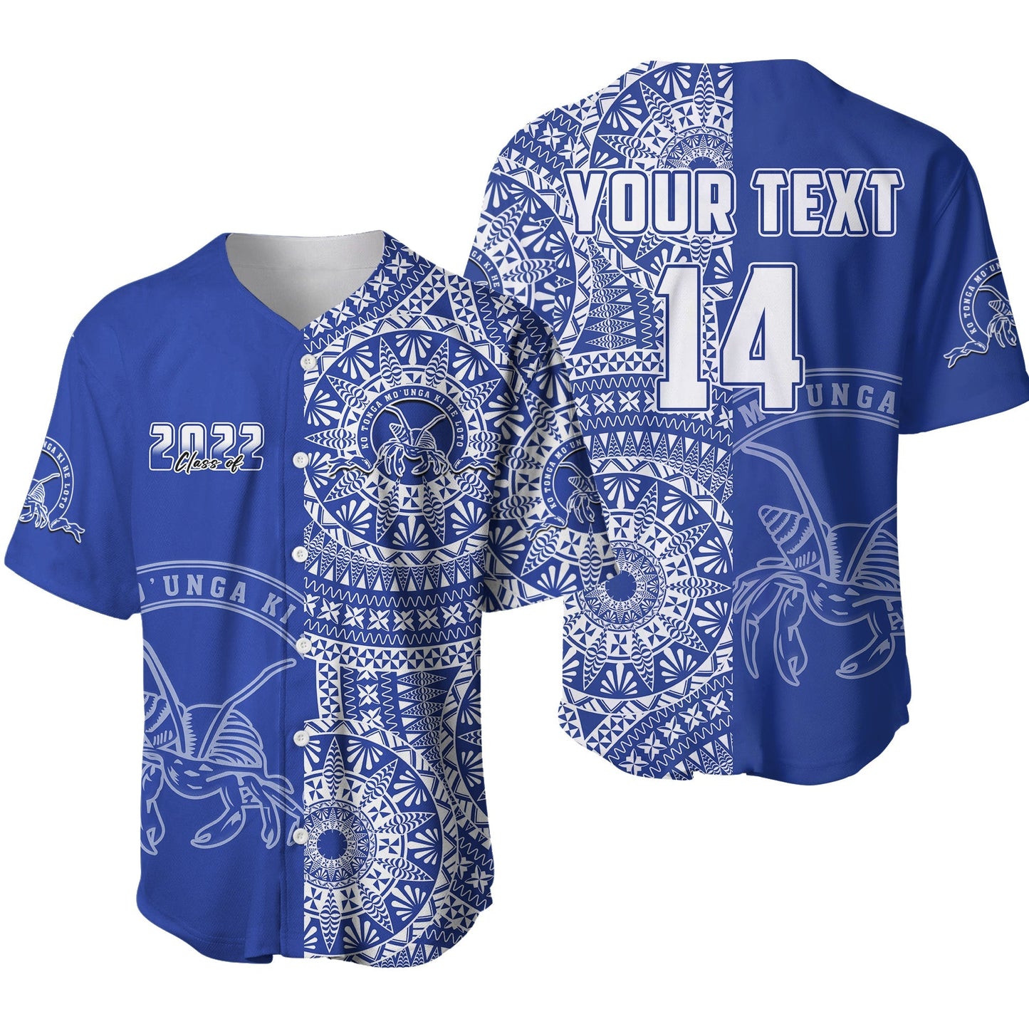 (Custom Text And Number) Tupou Tonga College Baseball Jersey Class Of Year Tongan Ngatu Pattern