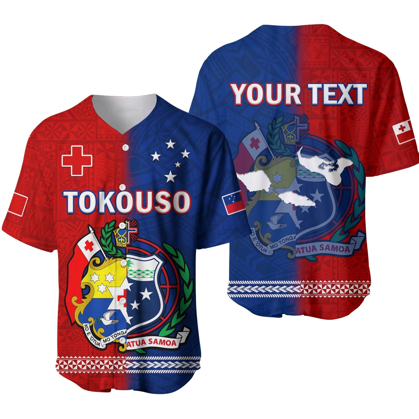 (Custom Personalised) TokoUso Baseball Jersey Tonga and Samoa United We Stand Divided We Fall