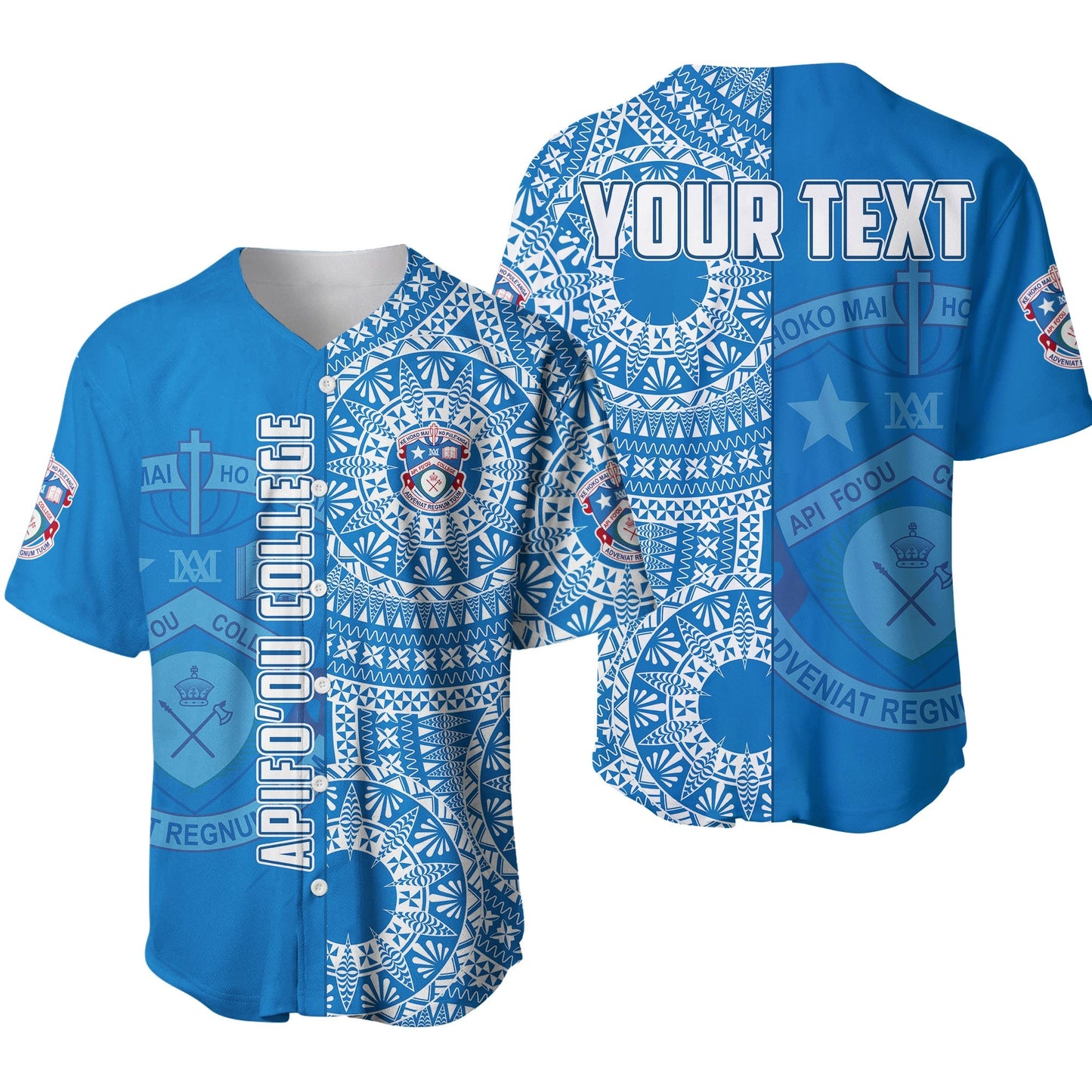 (Custom Personalised) Apifoou Tonga College Baseball Jersey Tongan Ngatu Pattern