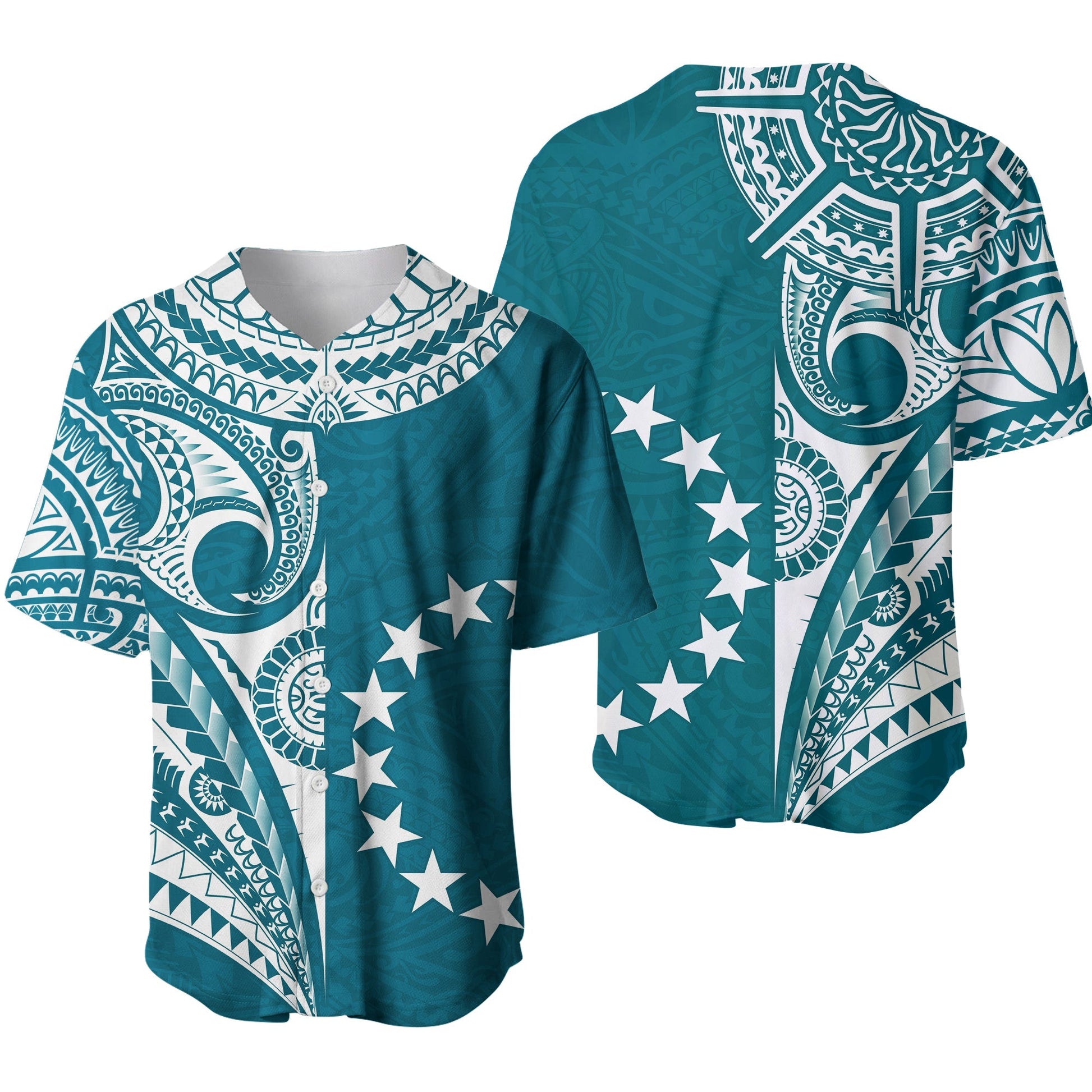 Cook Islands Tatau Baseball Jersey Symbolize Passion Stars Version Blue