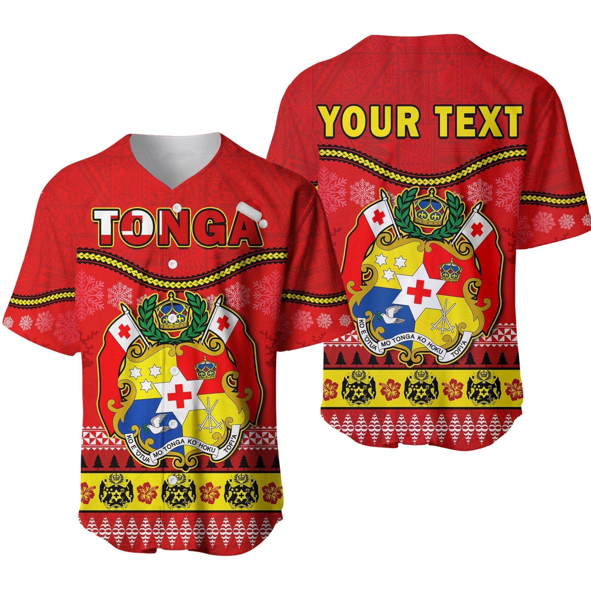 (Custom Personalised) Tonga Christmas Baseball Jersey Tongan Ngatu Kilisimasi Fiefia