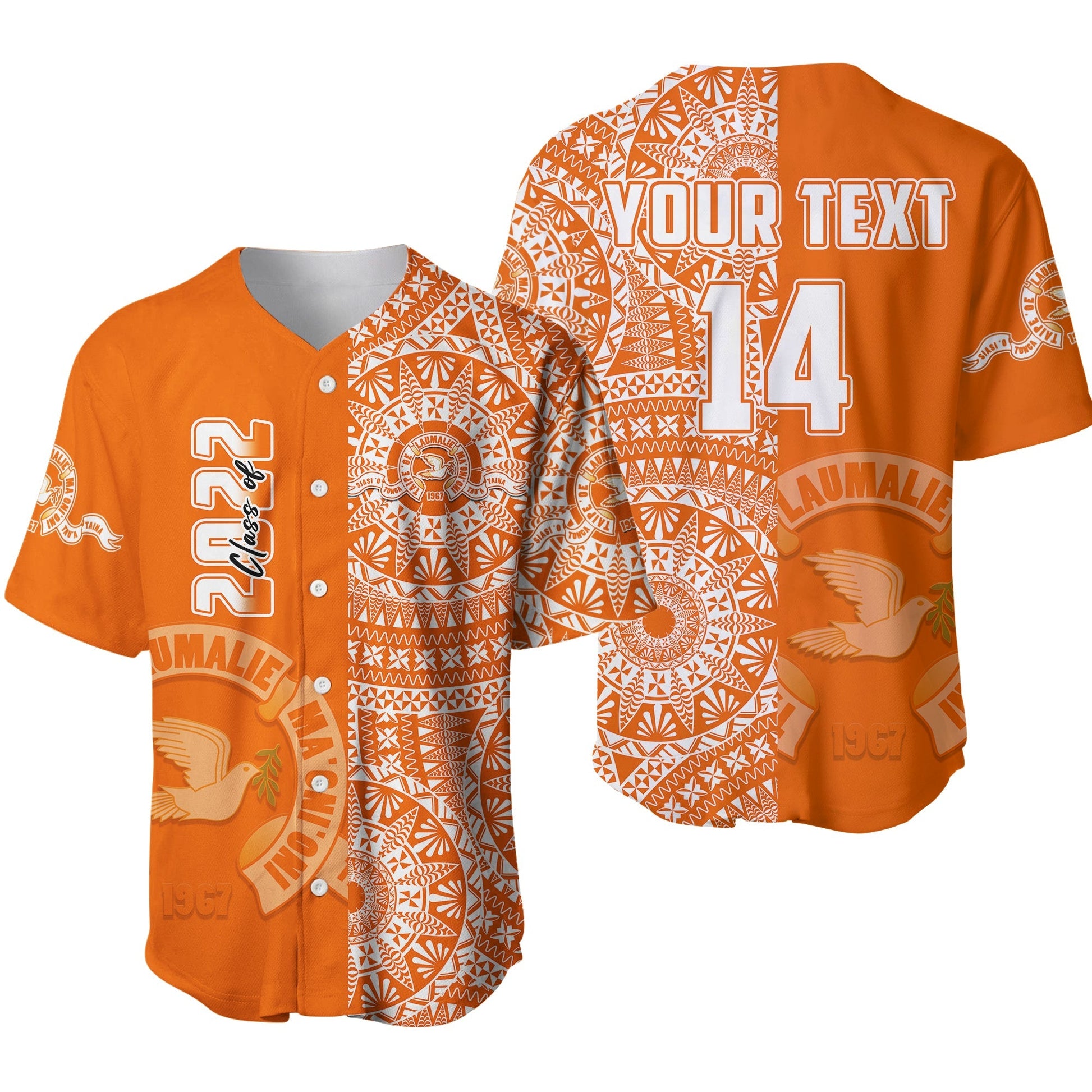 (Custom Text And Number) Tailulu Tonga College Baseball Jersey Class Of Year Tongan Ngatu Pattern