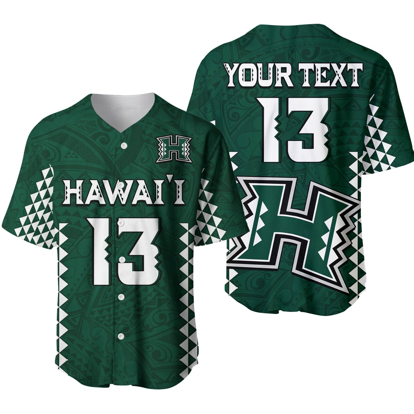 (Custom Text and Number) Hawaii Football Baseball Jersey Kakau Warrior Be Stronger Ver.01