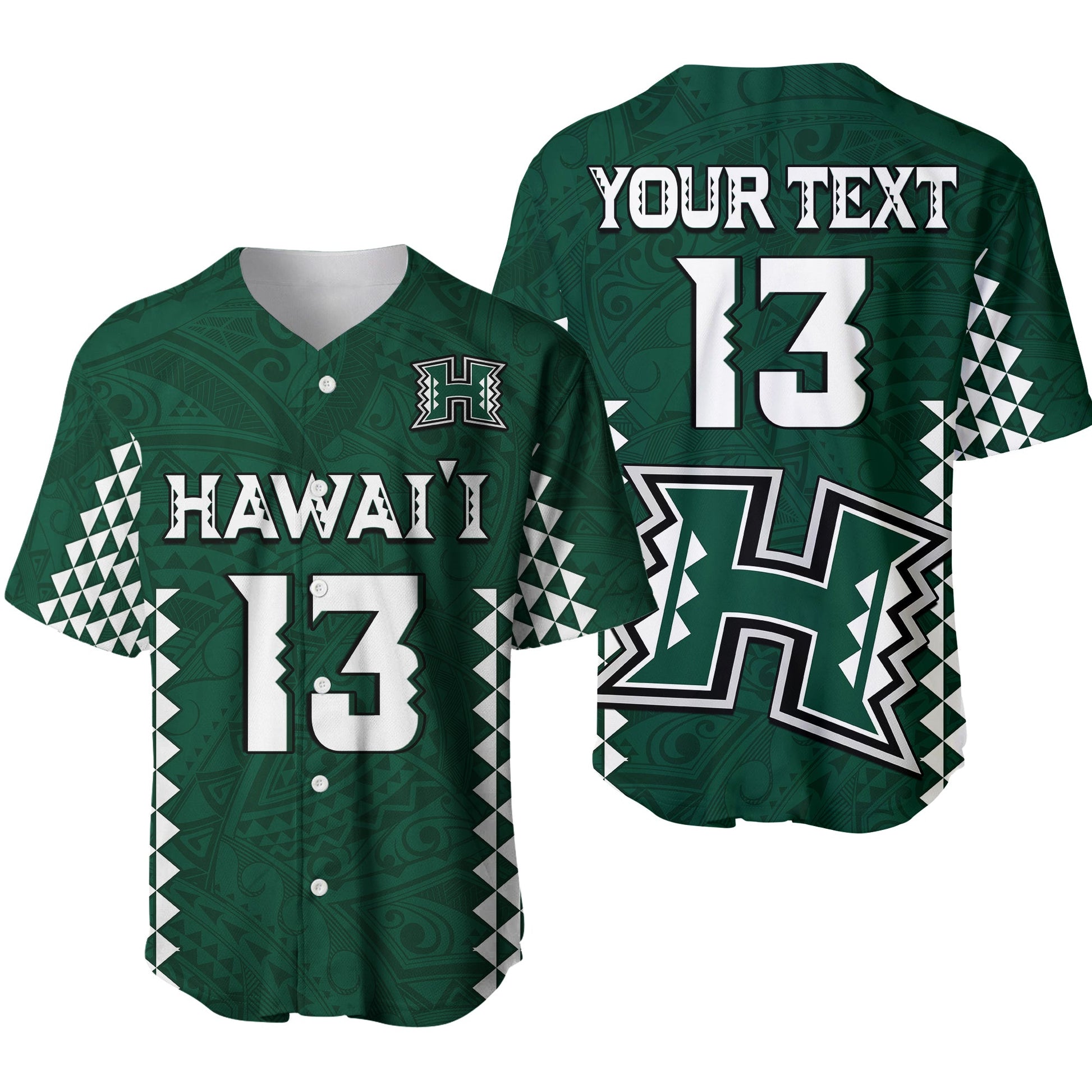 (Custom Text and Number) Hawaii Football Baseball Jersey Kakau Warrior Be Stronger Ver.01