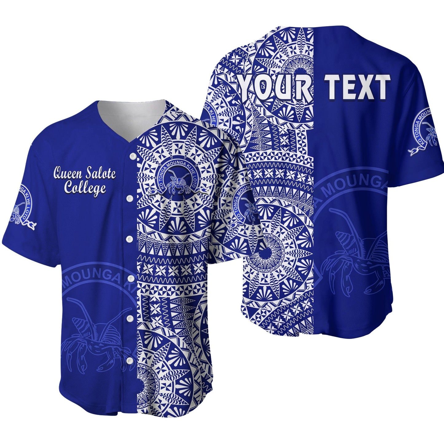 (Custom Personalised) Queen Salote Tonga College Baseball Jersey Tongan Ngatu Pattern