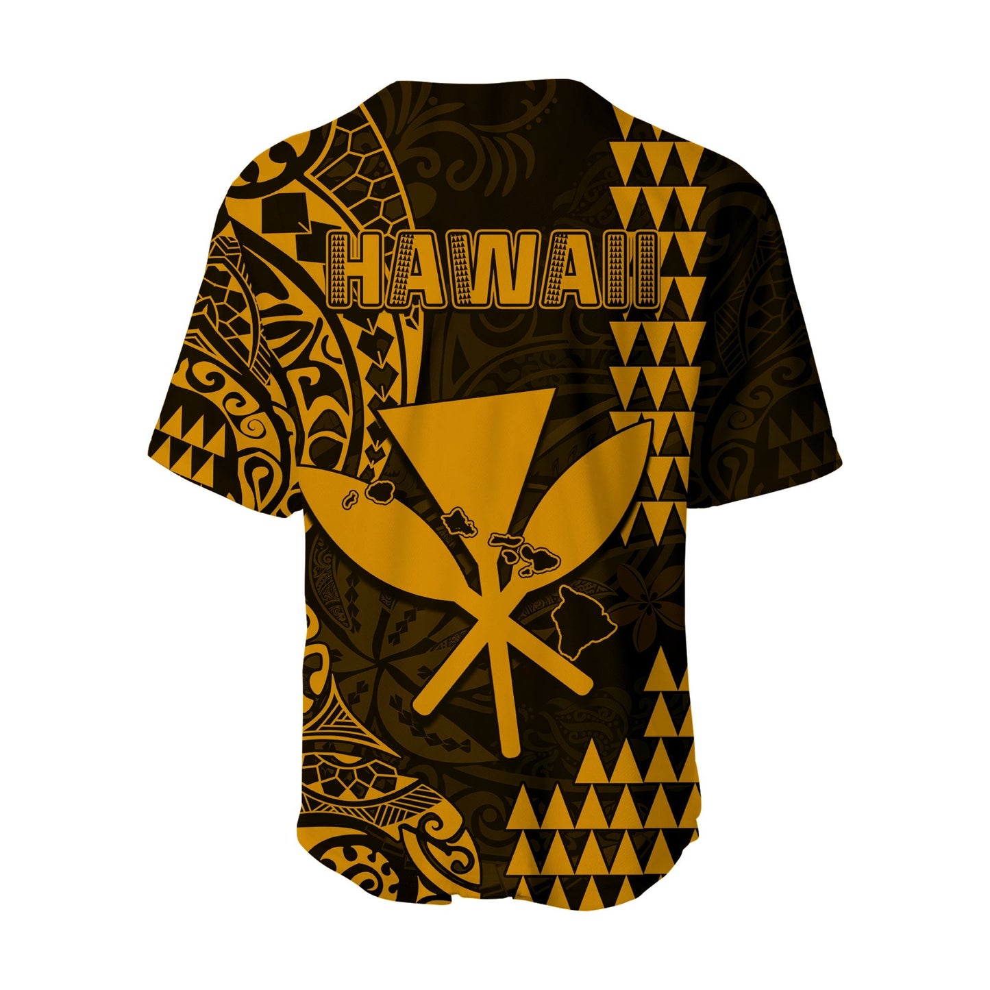 Hawaii Day Kakau Baseball Jersey Proud To Be Hawaiian Gold King Kamehameha and Kanaka Maoli