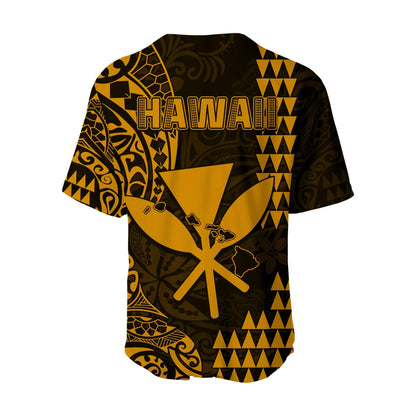 Hawaii Day Kakau Baseball Jersey Proud To Be Hawaiian Gold King Kamehameha and Kanaka Maoli