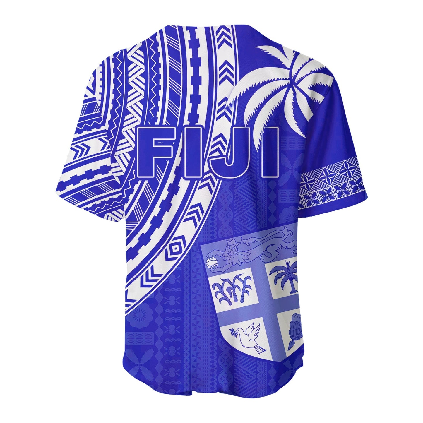 Fiji Rugby Sevens Baseball Jersey Fijian 7s Tapa Polynesian Blue Ver.02