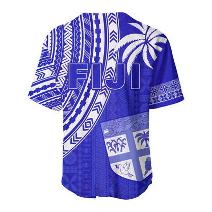 Fiji Rugby Sevens Baseball Jersey Fijian 7s Tapa Polynesian Blue Ver.02