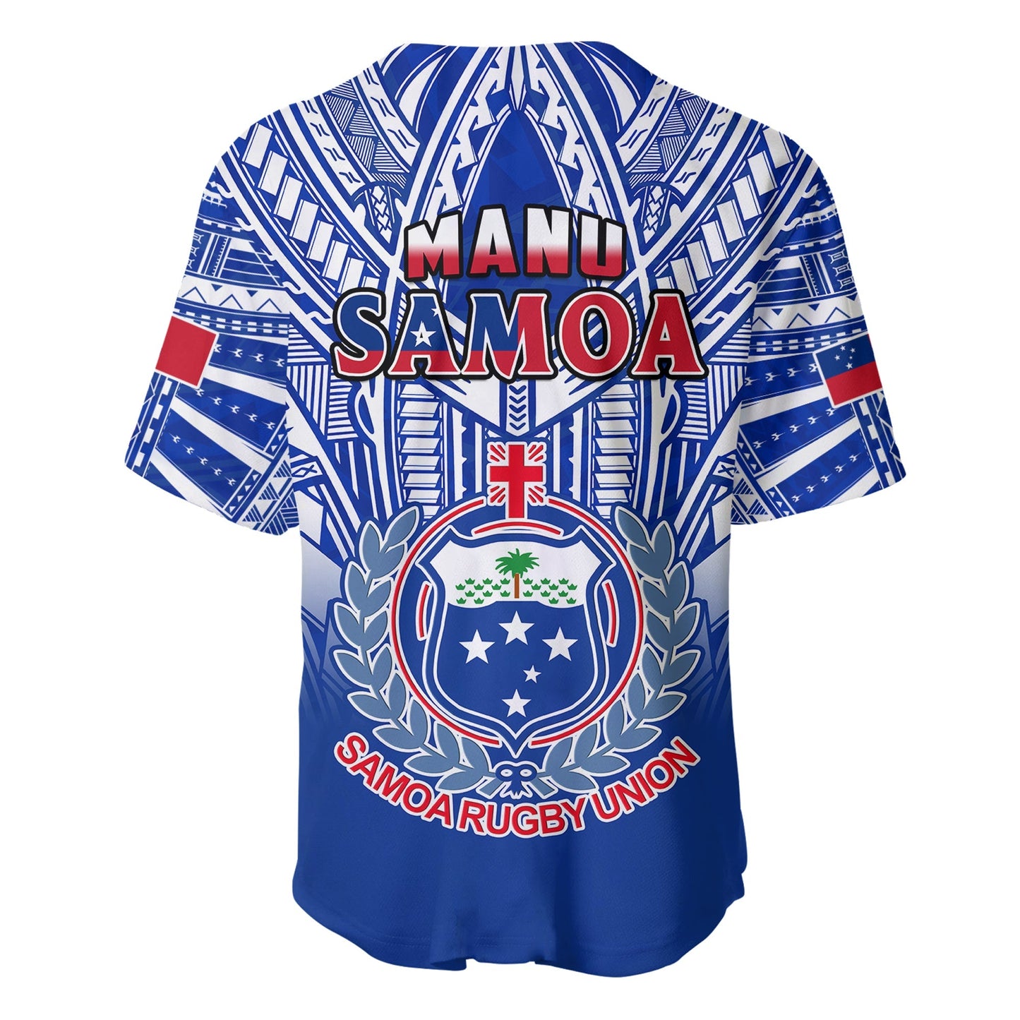 Samoa Rugby Baseball Jersey Manu Samoa 7s Ginger Blue Polynesian