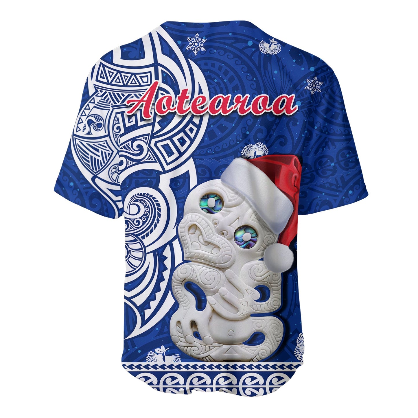 New Zealand Christmas Baseball Jersey Hei Tiki Blue Pohutukawa Meri Kirihimete