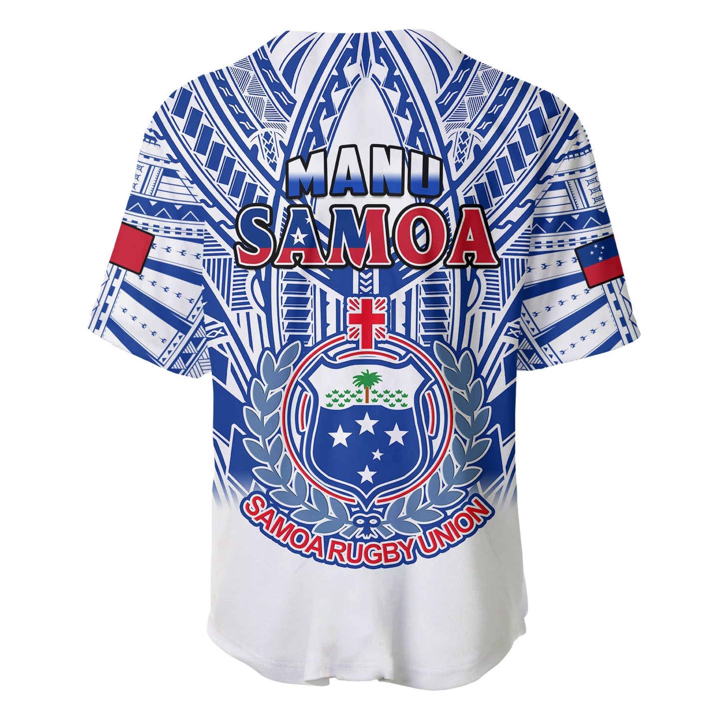 Samoa Rugby Baseball Jersey Manu Samoa 7s Ginger White Polynesian