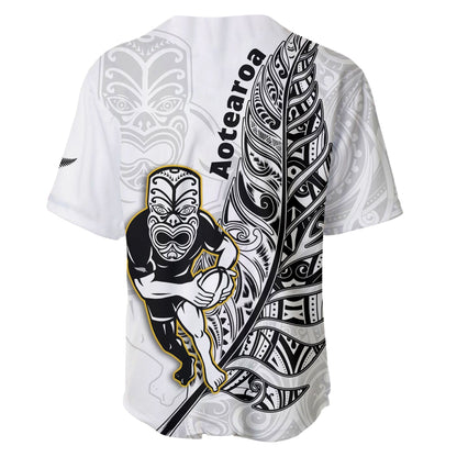 New Zealand Silver Fern Rugby Baseball Jersey All Black Maori Version White