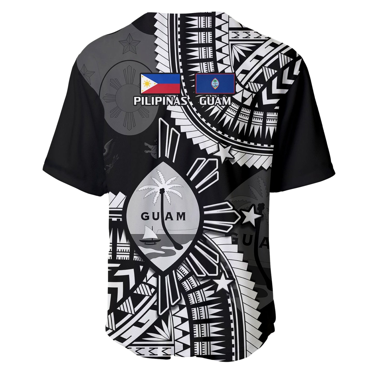 Guam and Philippines Baseball Jersey Guaman Filipinas Together Black Ver.01