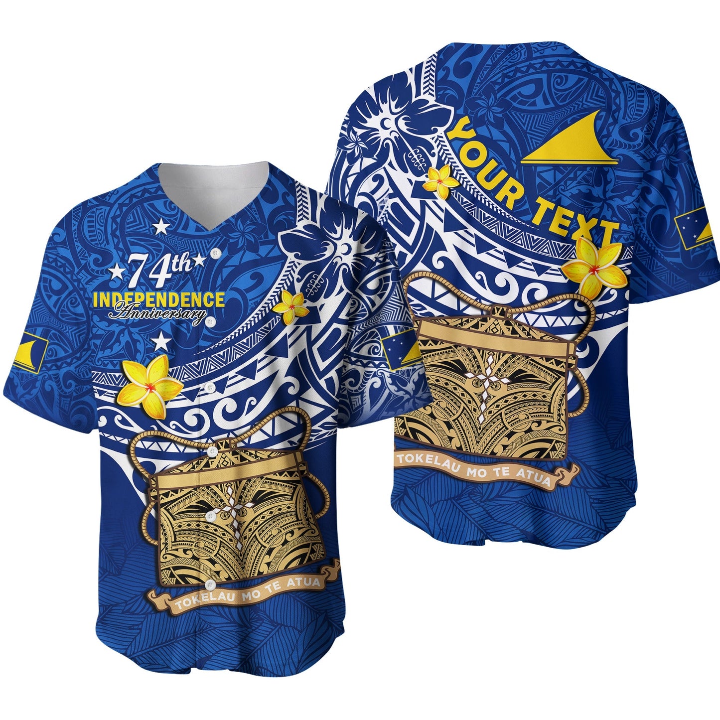(Custom Personalised) Tokelau Baseball Jersey National Badge Polynesian Happy 74th Independence Anniversary