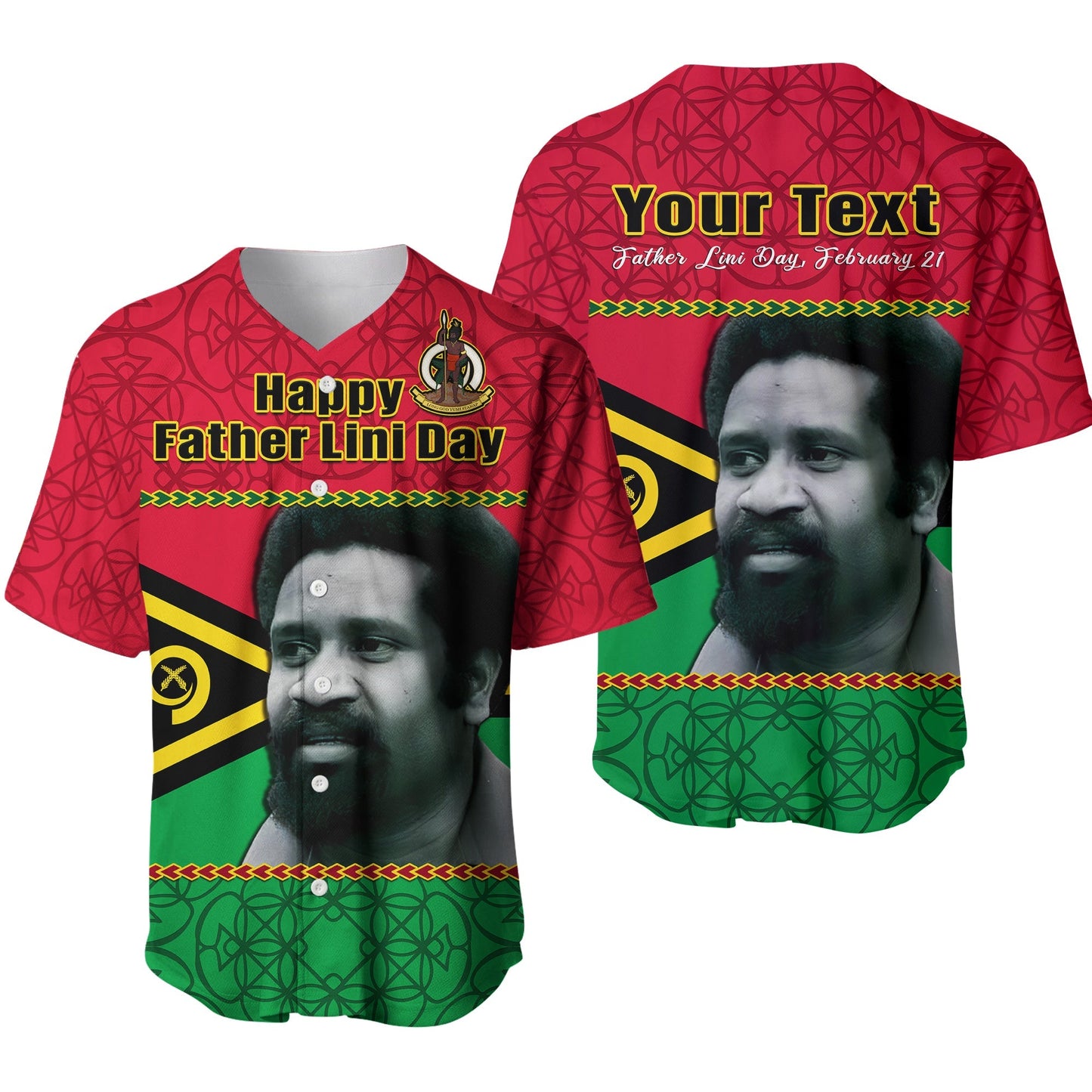 (Custom Personalised) Vanuatu Baseball Jersey Vanuatuan Flag Sand Drawing Happy Father Lini Day Ver.01