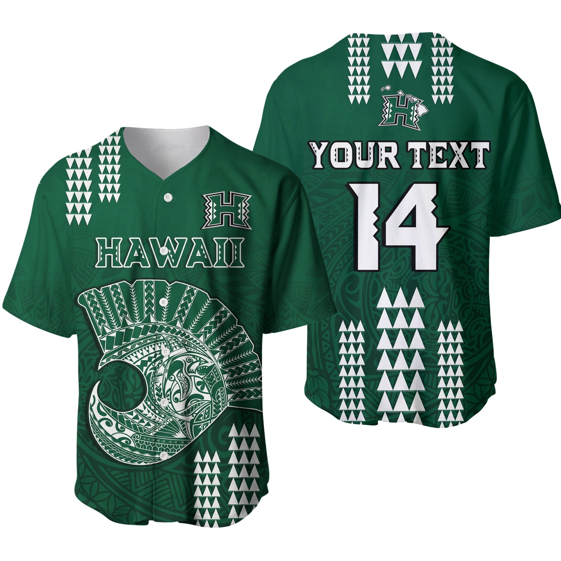 (Custom Text And Number) Hawaii Football Baseball Jersey Kakau Rainbow Warriors Helmet Ver.01
