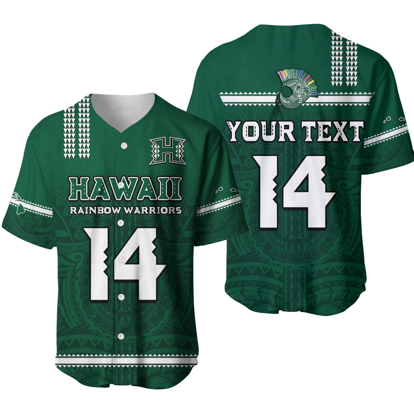 (Custom Text And Number) Hawaii Football Baseball Jersey Kakau Rainbow Warriors Helmet Go Bows Ver.01