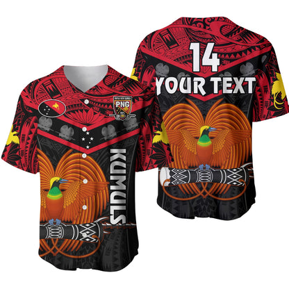 (Custom Text And Number) Papua New Guinea Rugby Baseball Jersey PNG Kumuls Bird Of Paradise Black