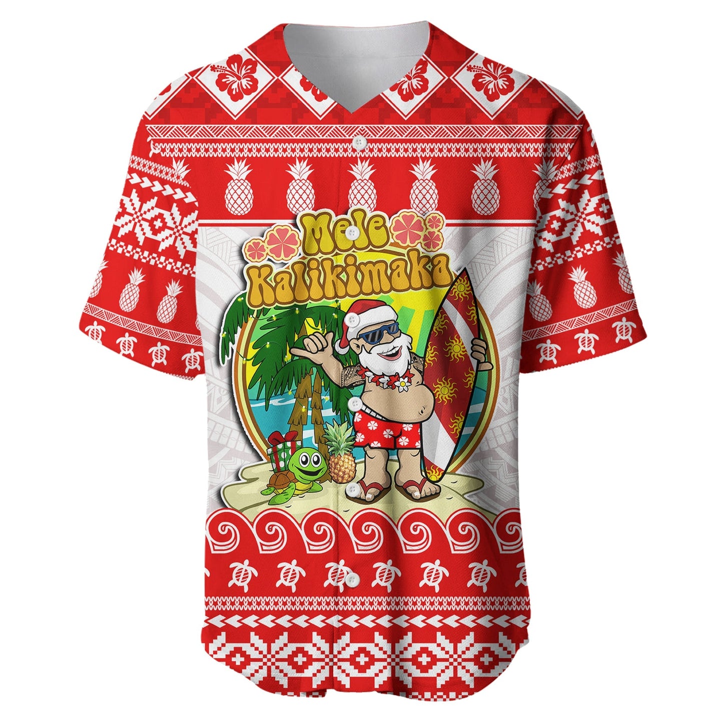 Hawaii Christmas Baseball Jersey Kanaka Polynesian Santa Claus Mele Kalikimaka
