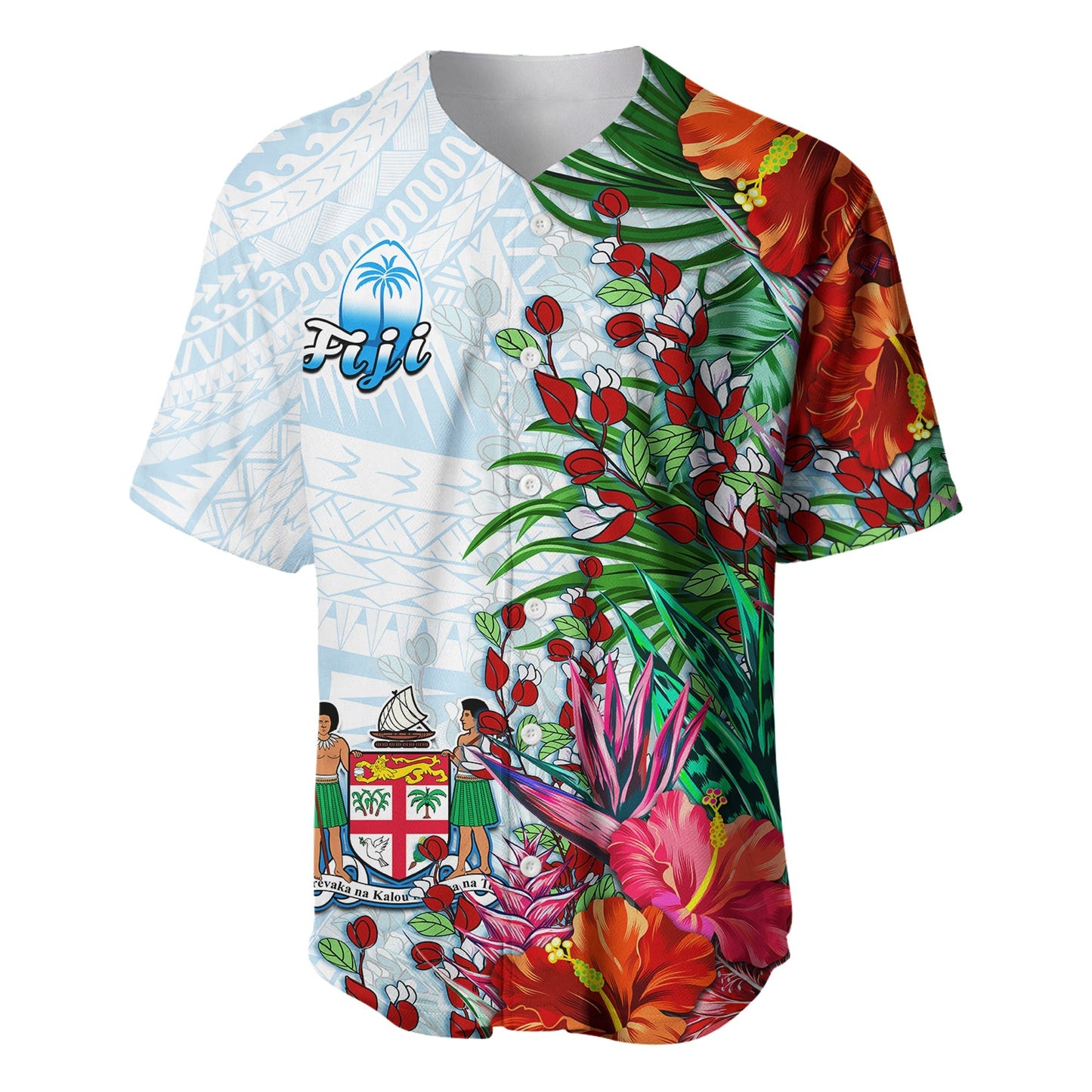 Fiji Baseball Jersey Proud Fijian Tapa mix Tagimoucia Flowers