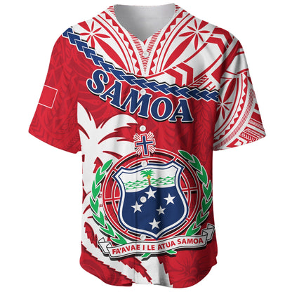 Samoa Baseball Jersey Samoan Coat Of Arms With Coconut Red Style