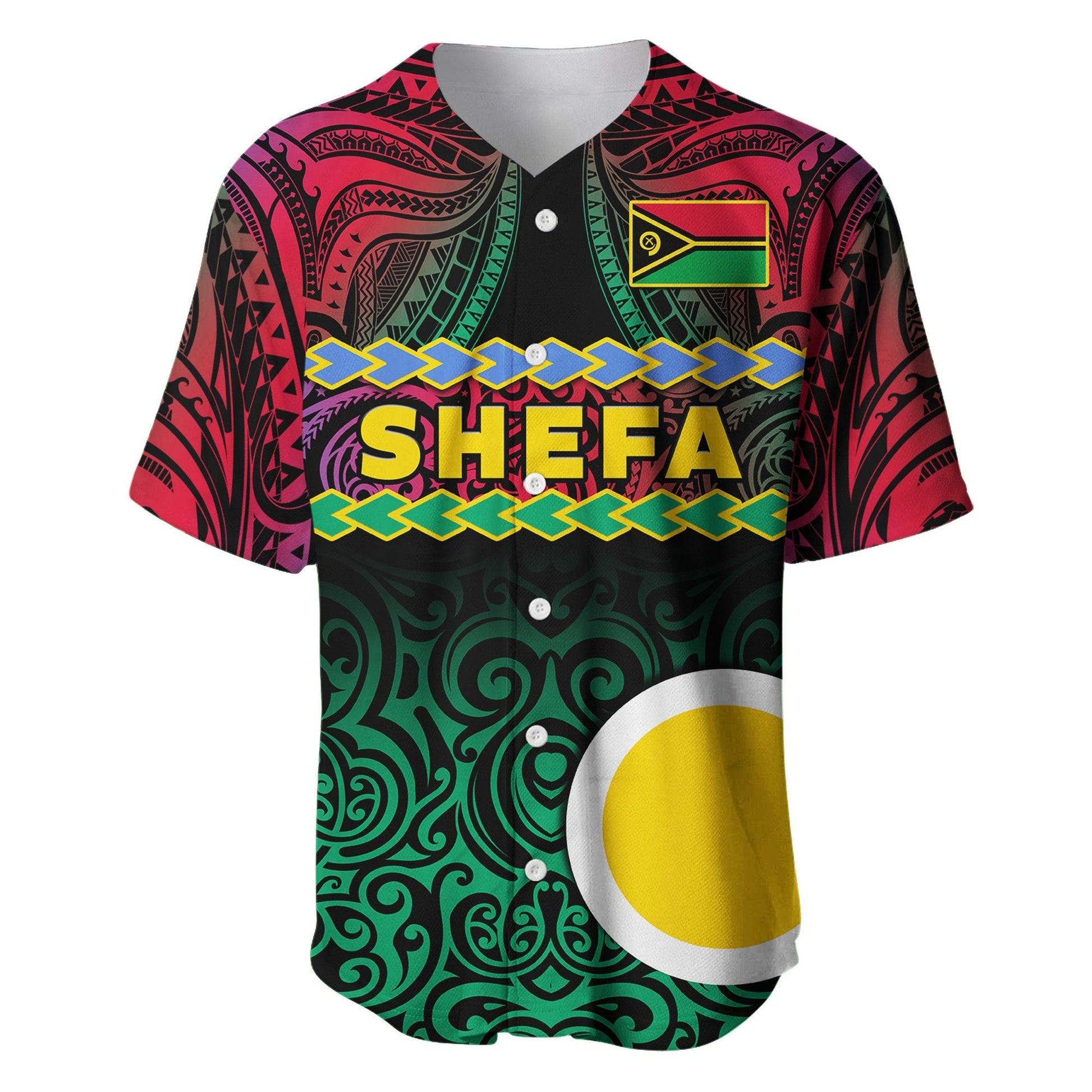 Shefa Province Baseball Jersey Vanuatu Pig Tusk Polynesian Flag Style