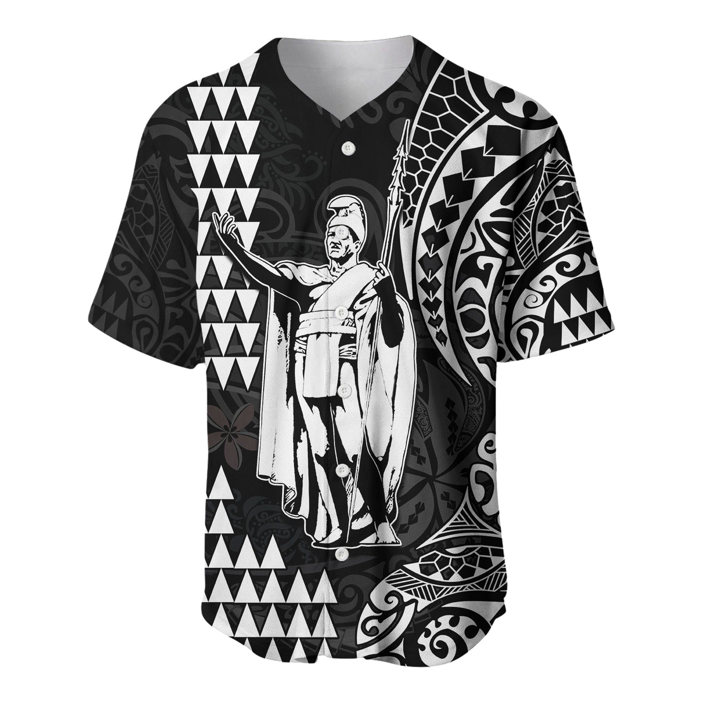 Hawaii Day Kakau Baseball Jersey Proud To Be Hawaiian Black King Kamehameha and Kanaka Maoli