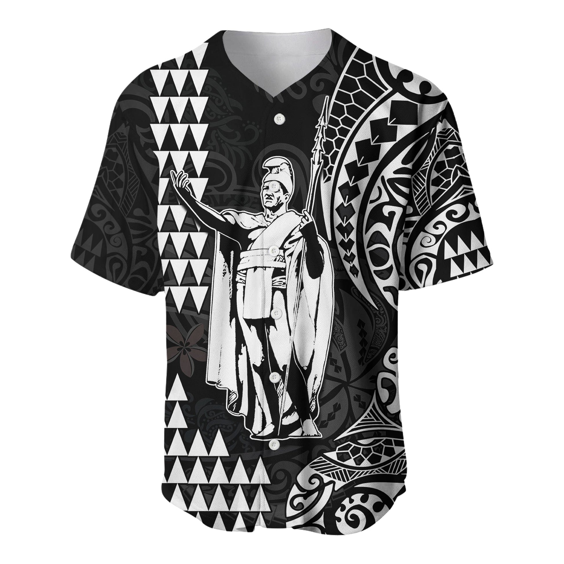 Hawaii Day Kakau Baseball Jersey Proud To Be Hawaiian Black King Kamehameha and Kanaka Maoli