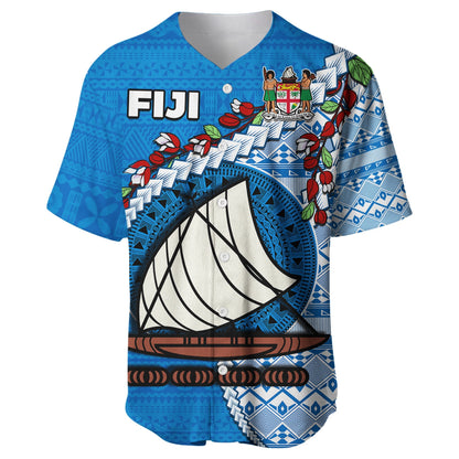 Fiji Baseball Jersey Fijian Drua Mix Tagimaucia Flower Blue Style