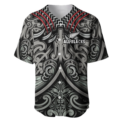 (Custom Text and Number) New Zealand Silver Fern Rugby Baseball Jersey All Black NZ Maori Pattern