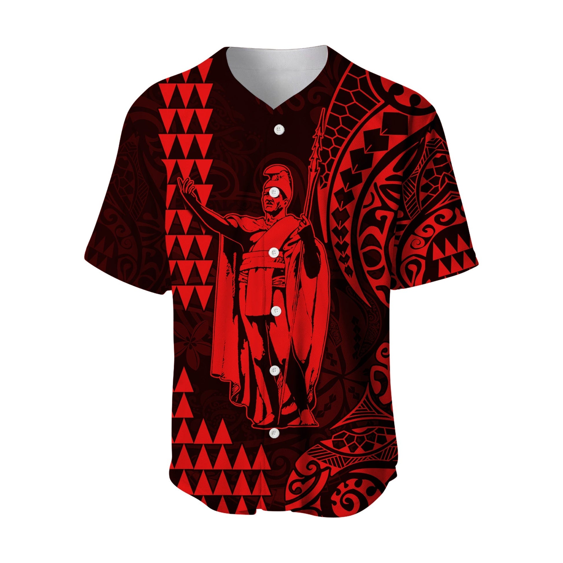 Hawaii Day Kakau Baseball Jersey Proud To Be Hawaiian Red King Kamehameha and Kanaka Maoli