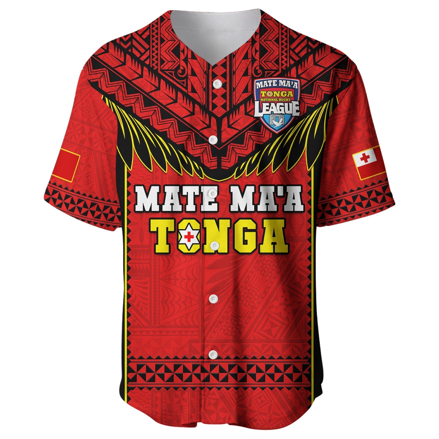 Tonga Rugby Baseball Jersey Mate Maa Tonga Pacific Ngatu Black