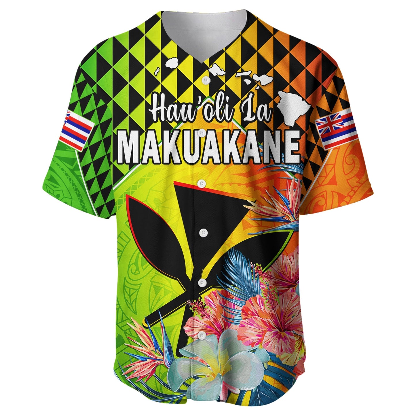 Happy Hawaii Fathers Day Baseball Jersey Hawaiian Tribal Kanaka Maoli Hibiscus