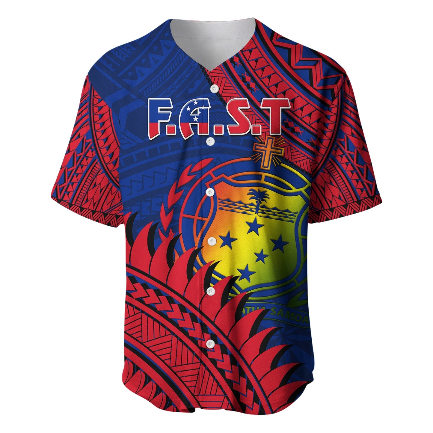 F.A.S.T Samoa Baseball Jersey Samoan Coat Of Arms Polynesian Pattern