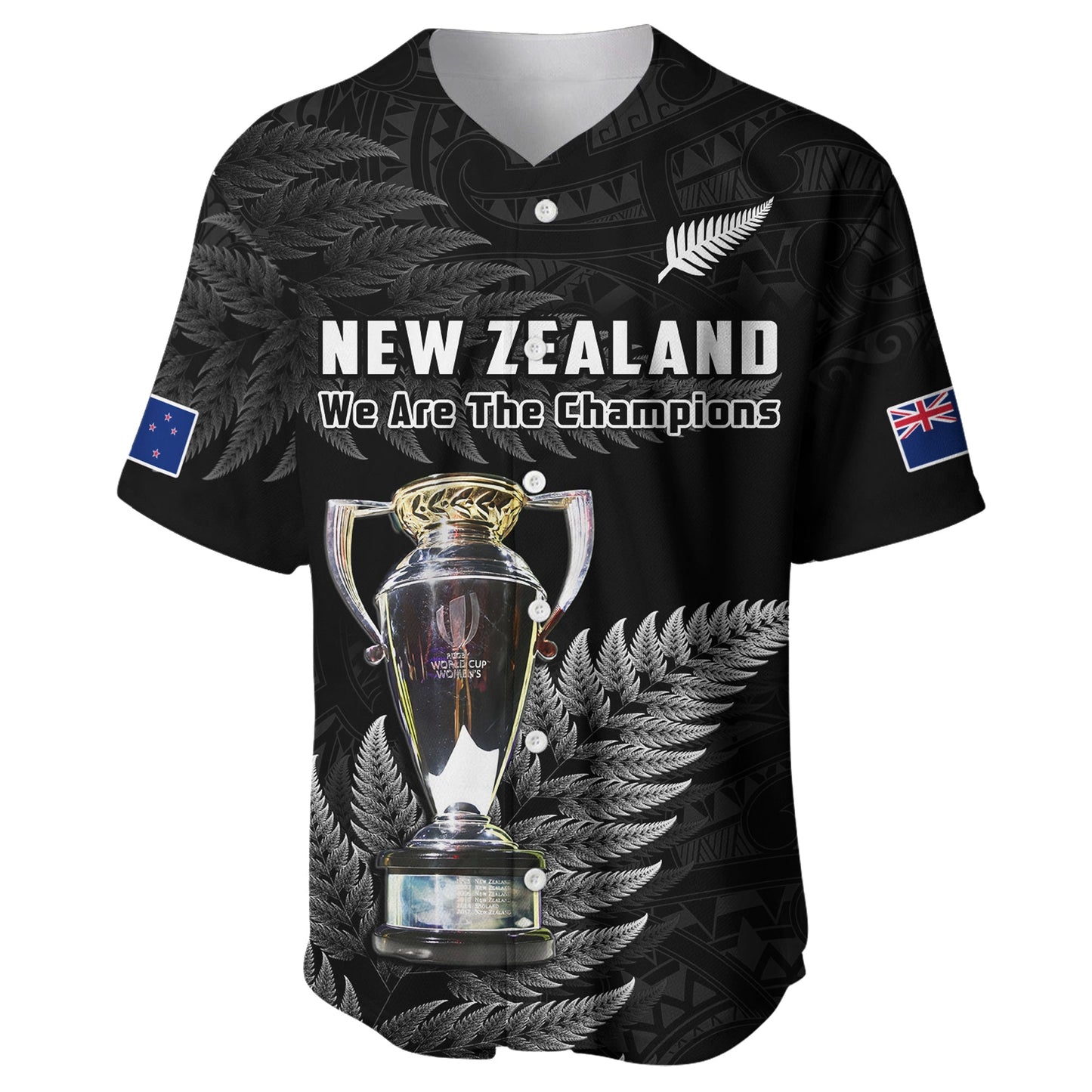 New Zealand 2022 Rugby Baseball Jersey Black Fern Proud Champions RWC