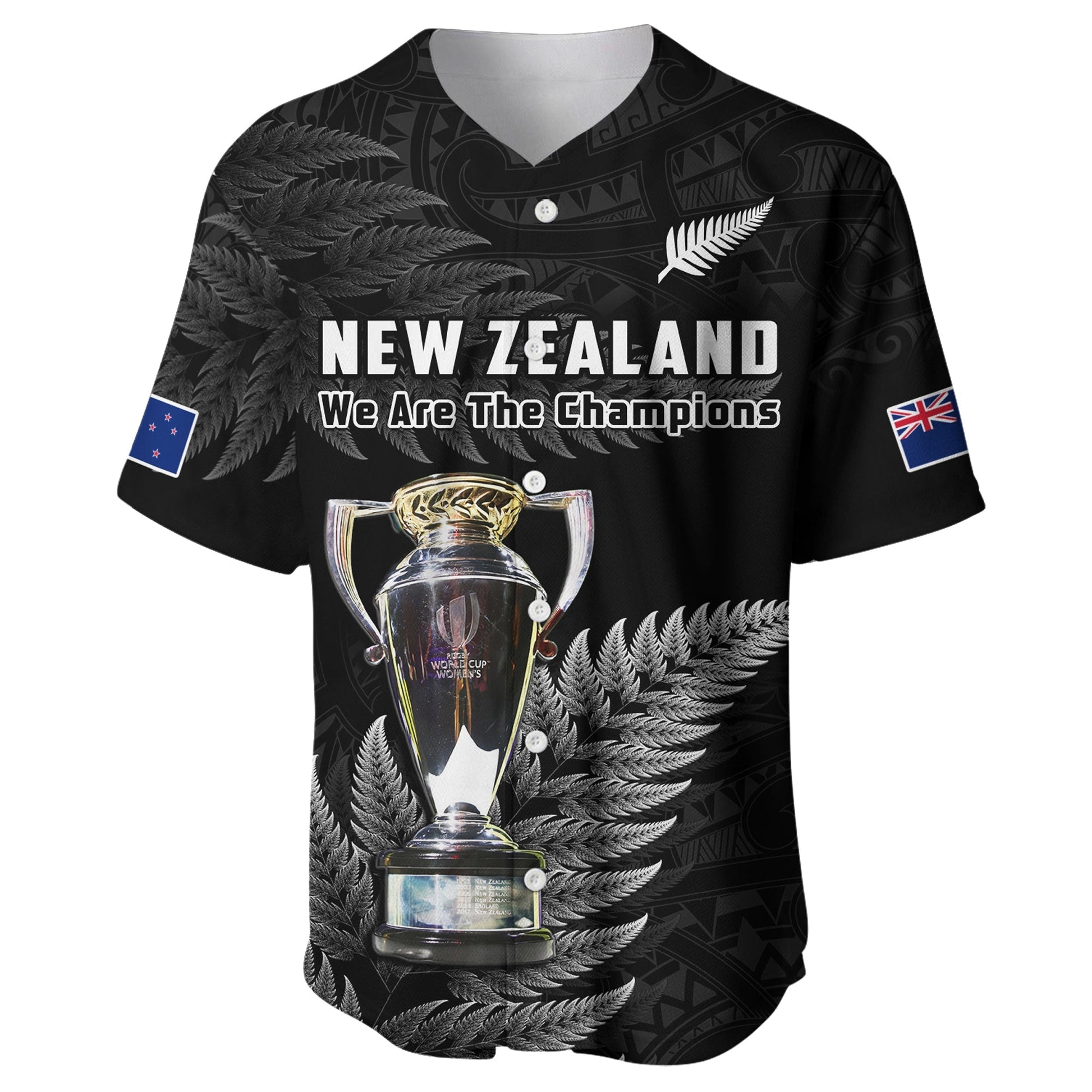 New Zealand 2022 Rugby Baseball Jersey Black Fern Proud Champions RWC